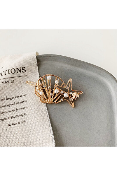 Virago Deniz Kabuğu Klipsli Inci Detaylı Toka-9