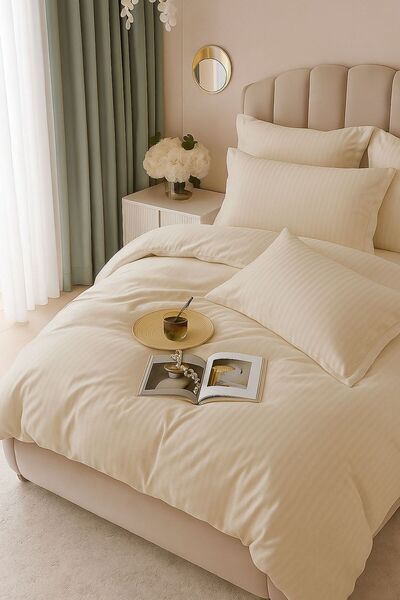 TALIDA HOME LINEN SET 6 PIECES SATIN DAMASK WITH ELASTIC
