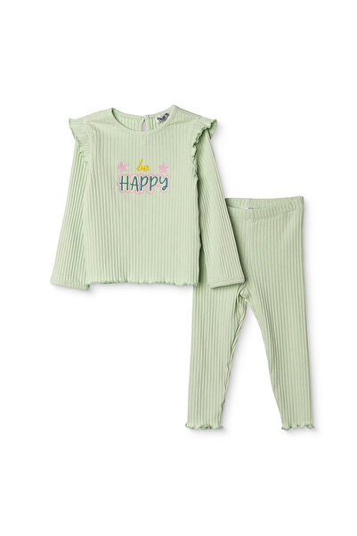 ebebek Hello Baby Hellobaby Baby Girl Blouse-Leggings Ribbed Knit Crew Neck L...
