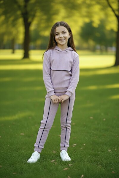 minitrends Set de trening pentru fete, din bumbac, cu glugă, bluză și pantaloni