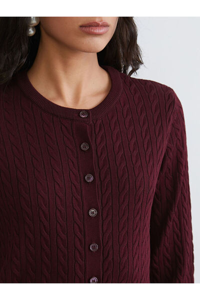 LC Waikiki Timeless Recommendations from Timeless Store | Crew Neck Self-Patterned Women's Knitwear Cardigan