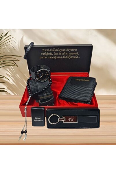 HediyesiBizden KİŞİYE ÖZEL İSİM BASKILI ERKEK HEDİYE SETİ (SAAT-KEMER-CÜZDAN-...