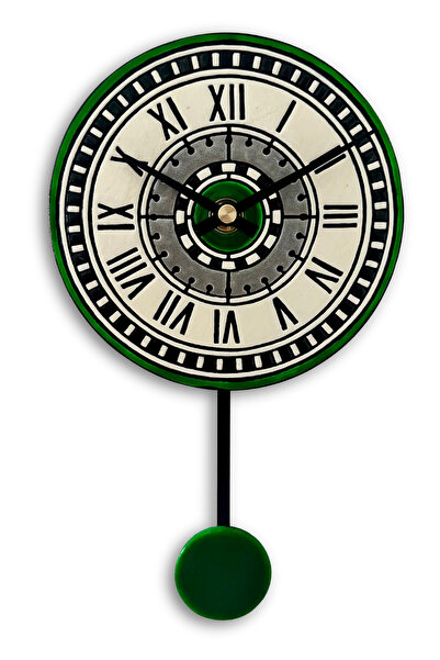 Tick Tack Clocks Roma Dönencesi Zümrüt - Seramik Sarkaçlı Duvar Saati | El Ya...