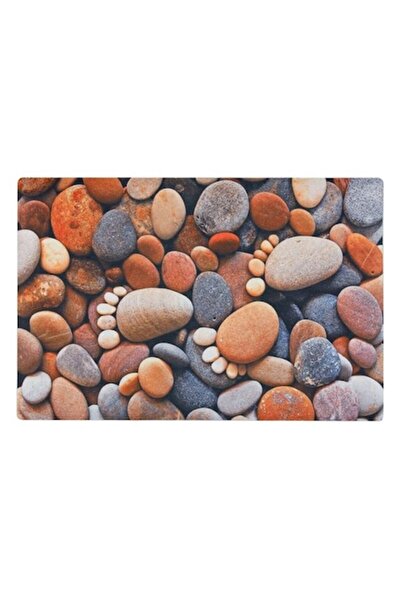 VENITIVO VINDEM CELOR INTELIGENTI VENITIVO Entrance Mat, Non-slip Rubber, Rectangular, Stone Steps Pattern, 60x40x0.6 cm, Brown