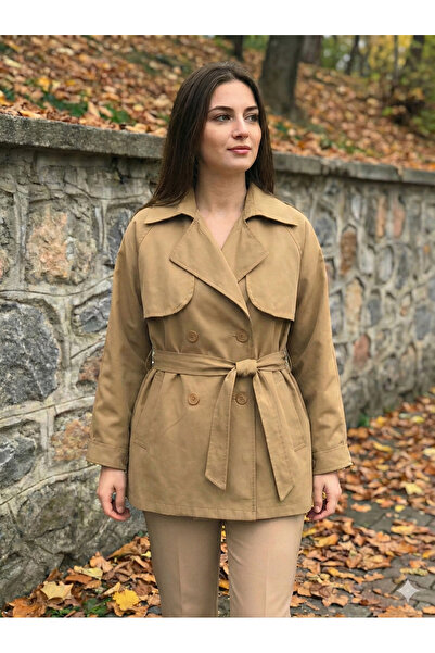 PINTORE KADIN ASTARLI TRENÇKOT TABA