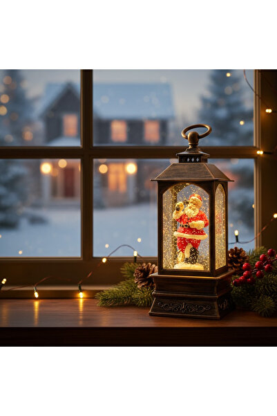 UNİBOX Santa Claus musical decorative lantern, warm LED, moving snow, 8x8x22cm