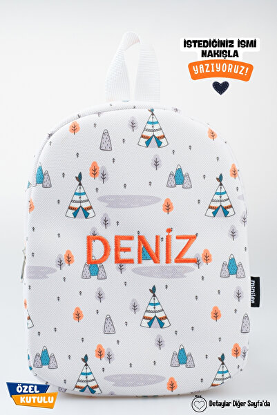 Minilee Kamp Maceraları – Çadır Desenli Anaokulu Kreş Çocuk Çantası Kişiye Öz...