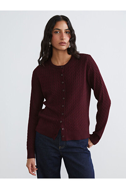 LC Waikiki Timeless Recommendations from Timeless Store | Crew Neck Self-Patterned Women's Knitwear Cardigan