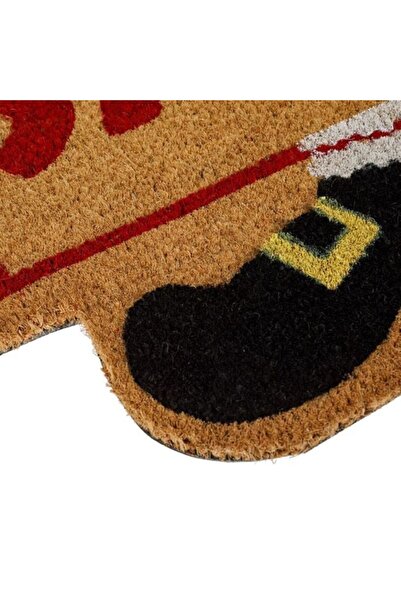 VENITIVO VINDEM CELOR INTELIGENTI Christmas Door Mat 60x40 cm, Brown, Santa Boot Design "Welcome Santa", Coconut Coir Fibers