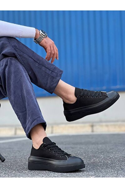 Lucy Shoes Yg-Cx3 Men's Casual Lace-Up Linen Short Sports Sneaker Shoes Kst - Black