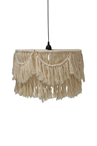 NATUREL DEKOR Makrome Avize 40 cm - Doğal Bohem Avize, Salaş Avize