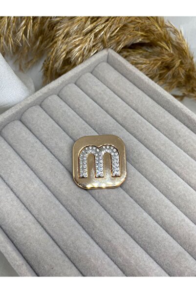 Kaan Accessoire Parlak "M" Harfi Aksesuarı (Broş/Toka/Yama)
