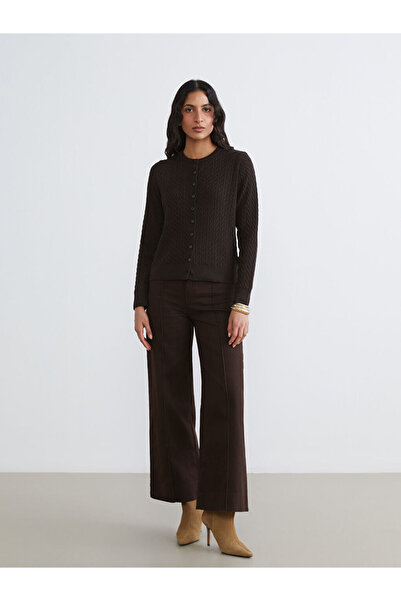 LC Waikiki Timeless Recommendations from Timeless Store | Crew Neck Self-Patterned Women's Knitwear Cardigan