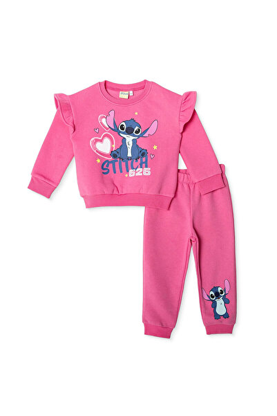 Lilo & Stitch Lilo ve Stitch Kız Bebek Eşofman Takımı Şardonlu Üç İplik Bisik...