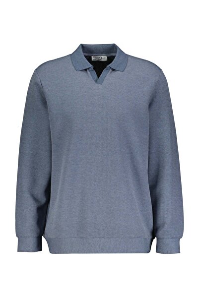 SÜVARİ Polo Neck V-Patch Blue Men's Sweatshirt Sw2013700021