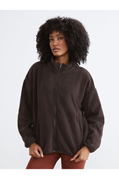 LC Waikiki Women's Fleece Cardigan with Stand Collar