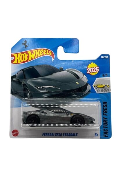 HOT WHEELS Ferrari SF90 Diecast Car, Gray, Edition 2025, Scale 1:64