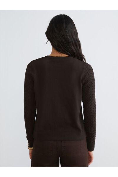 LC Waikiki Timeless Recommendations from Timeless Store | Crew Neck Self-Patterned Women's Knitwear Cardigan