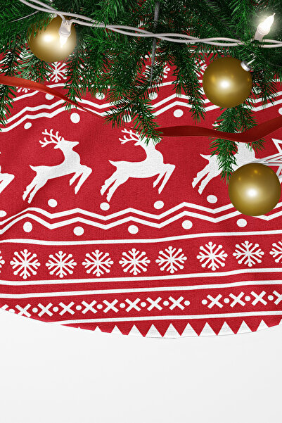 EsnafAli غطاء شجرة الصنوبر على شكل ندفة ثلج على شكل غزال أبيض وأحمر