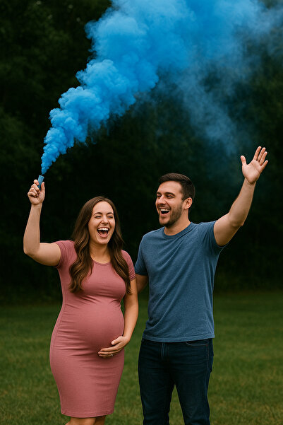 imzatasarım 1 Adet Mavi Bebek Cinsiyet Belirleme Partisi Bambu Parti Sis Duman Bombası Smoke Bomb