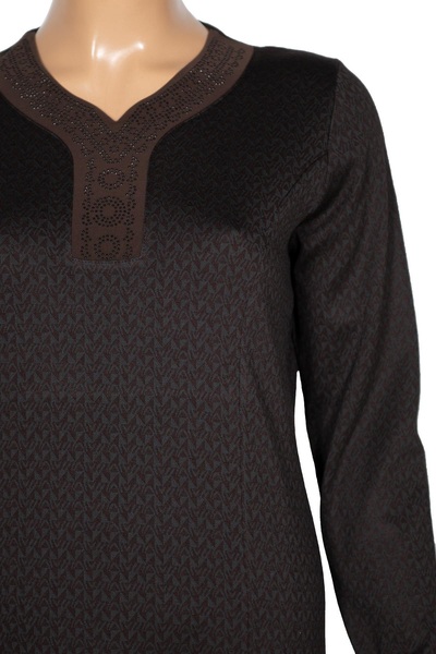 HESNA Γυναικείο χειμερινό φόρεμα Buket Plus Size Devore με κούπα