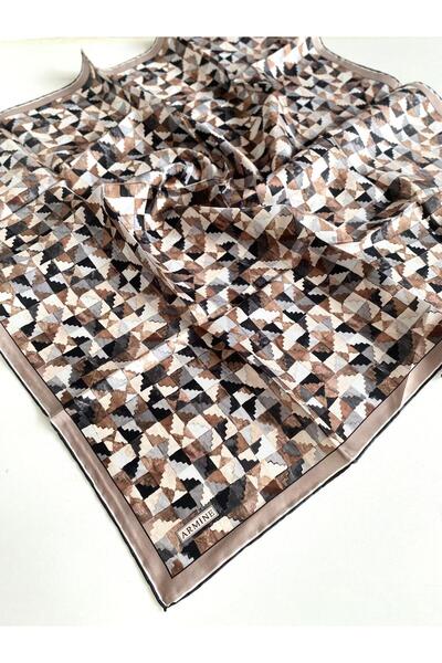 Armine وشاح تيفيل الحريري IST 9214 - 82 نمط مختلط بني اللون