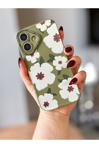 MİRAZ TASARIM غطاء زهري لـ آيفون 17 باللون الكاكي