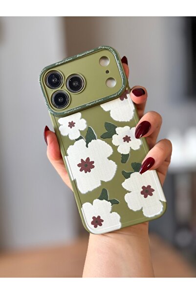 MİRAZ TASARIM حافظة آيفون 17 برو بتصميم زهور الكاكي