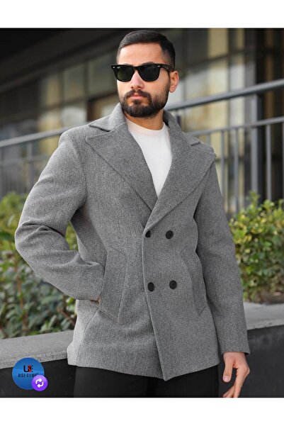 ATKGİYİM Erkek Kruvaze Kaban - Kaşe Kışlık Mont Camel/Gri/Siyah Kruvaze Kaşe ...
