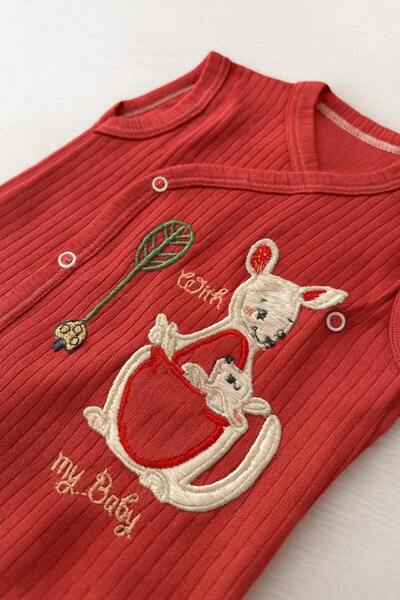 Onouqo Mini Dostlar Cotton Animal Figured 0-3 Months Baby Vest - Unisex - Soft Textured