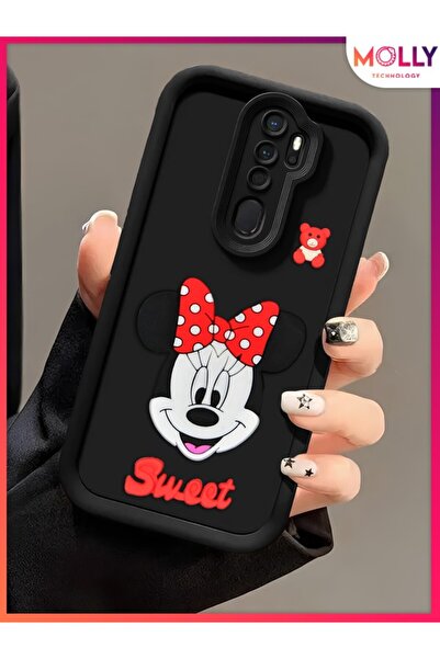 Molly Cute Minnie Silicone Case with Thick Black Edges 3D Embossed for Oppo A9 2020