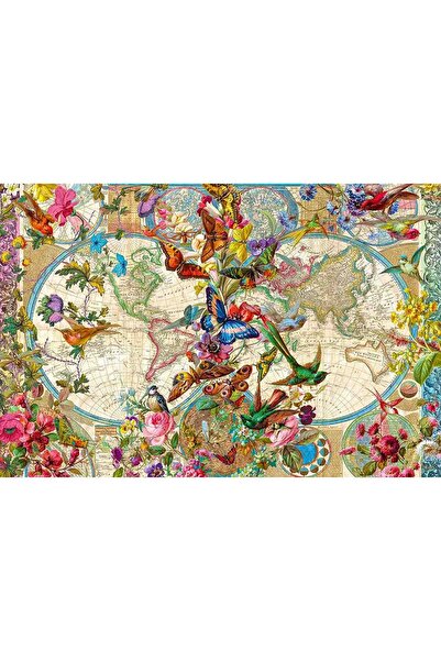 RAVENSBURGER Παζλ Παγκόσμιου Χάρτη με Ζωικά και Φυτικά Πλασμάτια, 3000 Κομμάτια