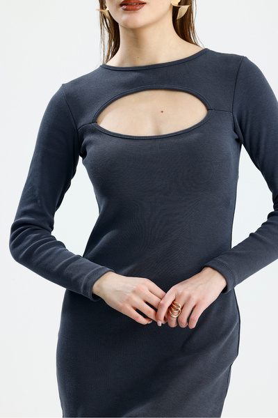 let s shine Low-Cut Combed Cotton Long Dress