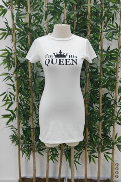 Mossta Queen Print Two Thread Mini Dress White
