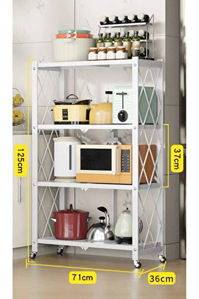 Alwan antiques and frames 4-Tier Foldable Storage Shelves, Height 125cm, Width 71cm, Depth 34cm
