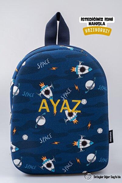 Minilee Mini Astronot – Uzay Roketi Desenli Anaokulu Kreş Çocuk Çantası Kişiy...