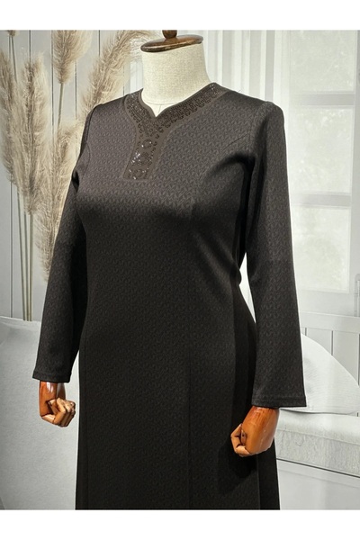 HESNA Γυναικείο χειμερινό φόρεμα Buket Plus Size Devore με κούπα