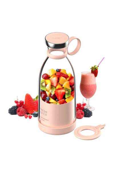 OEM Mini Electric Blender, Wireless Charging, Self-Cleaning, 4 3D Blades, Pink, 350 ml