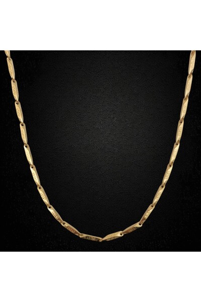 Tasarım قلادة فولاذية بتصميم البطيخ من التيتانيوم مقاس 3 مم 55 سم ذهبي أصفر