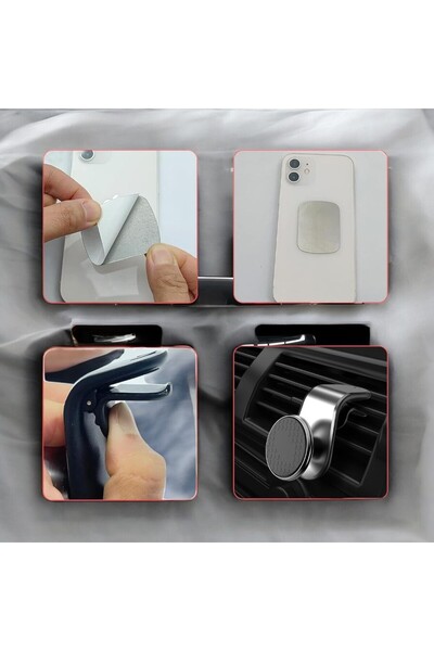 OEM Suport Auto pentru Telefon, Fixare Magnetica, Tip L cu prindere pe Ventilatie, Extra Stabil