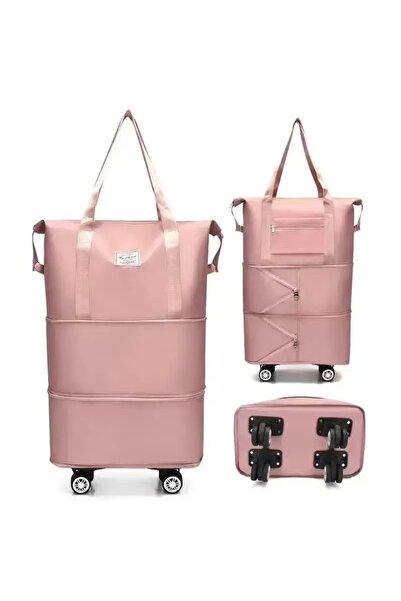 OEM Geantă de voiaj pliabilă cu roți, 36–55L, culoare roz, încăpătoare și ușo...