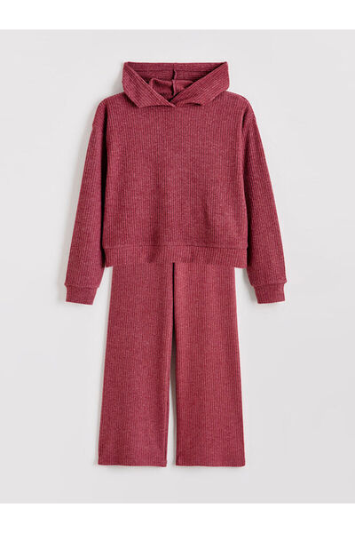 LC Waikiki LCW Kids Mürdüm cu glugă Hanorac pentru fete tricou și pantaloni d...