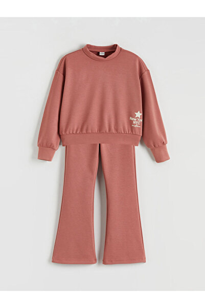 LC Waikiki LCW Kids Pink Soft Touch Swea tricou pentru fete și pantaloni de t...