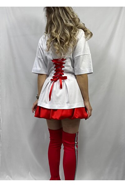 Giulliette Concept Oversized Embroidered T-shirt – Cotton + Removable Satin Bow