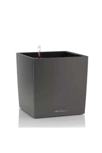 Lechuza CUBE Premium Self-Watering Planter 30, 12 L, Metallic Black