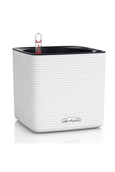 Lechuza CUBE Color Self-Watering Pot 16, white rattan effect