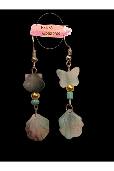 HELİSA ACCESSORİES Asymmetrical Summer Earrings with Sea Shell and Butterfly ...