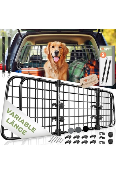 Lovpet Barieră de siguranță auto pentru câini, lățime reglabilă 30 x 91-153 cm