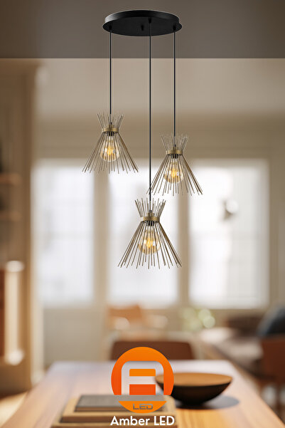 AmberLED Şık Metal Gövdeli Avize, Mutfak ve Salon İçin E27 Uyumlu