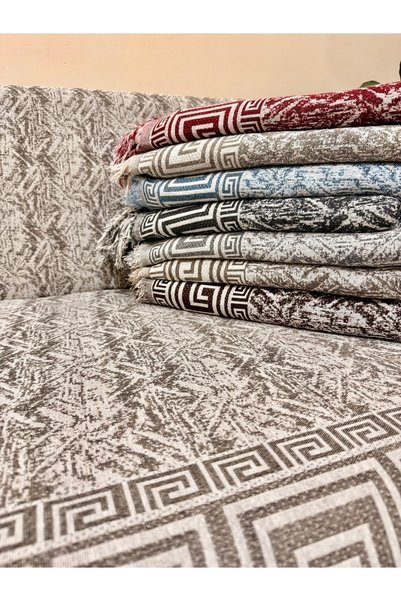 montanahome Seat Cover Luxurious Cotton Labyrinth Pattern Non-Slip Double-Sided Fringed Decorative Daily Use